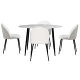 1 Artiss Dining Table and 4 Chairs Set Marble White DSET-MAR75-VEL150-WHX4