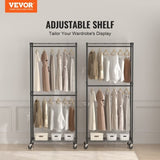 VEVOR Heavy Duty Clothes Rack, Double Hanging Rods Clothing Garment Rack with Bottom and Top Storage V952-JYKCYJ2838122UE86V0