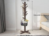 Brown Solid Wood Coat Rack Stand for Entryway - Sturdy Hat and Clothes Hanger LSB-59379