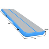Powertrain Airtrack 20cm Thick 6m x 2m Inflatable Gymnastics Tumbling Mat Air Track - Blue IFM-0602-GYBU