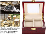 Wooden Watch Box, 2 Slots Storage Case Organizer Beige Soft Flannel Lining Red Box for Men with V1259-DP01-A-785