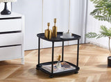 2 Tier Side Table With Wheels Rolling End Side Table Small With Storage Shelves Industrial Night V1370-AZ4-12236