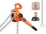 Manual Lever Chain Hoist, 6T 6000KG Capacity Heavy Duty Come Along, 3M Lift G80 Alloy Steel Chain V952-CGKSBHLHL6T1EG5BT001V0
