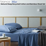 Bianca Natural Sleep Recycled Cotton and Bamboo Sheet Set Blue Double V442-BCA-SHEETS-RECYCLEDCB-BLUE-DS