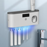 Gray Smart UV Sterilization Set, No-Drilling Wall-Mounted Toothbrush Organizer & Electric Toothbrush V1221-UV-TOOTHBRUSH-SANITIZER-WALL-MOUNTED