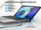 Foldable Bluetooth Keyboard with Touchpad and Stand for iPad/iPhone/MacBook,3-Device Ultra Slim PU V1107-888-86290-BLK