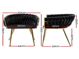1 Set of 2 Artiss Dining Chairs Velvet Armchair Black UPHO-C-DIN-01-VEL-BKX2