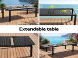 Gardeon Outdoor Dining Set 11PCS Aluminum Extendable Table and Chairs Patio Furniture Black FF-DINING-11ALU-BK-ABCD