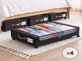 Artiss 4X Under Bed Storage Containers 48L Clothes Organiser Wheels Oxford Black UBS-DIY-MET01-BKX4
