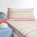 Minikins Rainbow Stripe Polyester Cotton Combo Fitted Sheet Set King Single V442-SIM-FITTEDSS-RAINBOWSTRIPE-MULTI-KS