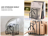 1Pc Black Cutting Board Rack with Groove Design for Kitchen Pot Lid Storage and Organizer V1366-AZ2-W-23085
