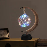 Glass Ball Moon Iron Art Decoration Night Light with LED Copper Wire Lamp without Battery V1294-YM0901-ZM03105