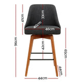 Artiss 4x Bar Stools Swivel Seat Wooden Charcoal BA-TW-8125-CHX4