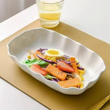 Nordic ceramic plate, 10-inch serving plate, irregular lotus-leaf fluted plate, rectangular serving V1102-122-12812-WHT-1PCS