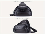 Black Brown Leather Sling Backpack Top-Grain Cowhide Travel Backpack Organized Storage V1347-127-BRO-12177