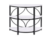 Artiss Semi-Circle End Table 3 Tier Coffee Table Side Nightstand Shelf Marble Effect White&Black FUR-Z-COF10-BKWH