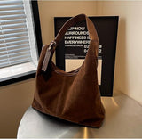 Leather Hobo Bags for Women Brown Suede Purse Slouchy Tote Bag Suede Tote Bag Fall Winter V1107-LEATHER HOBO BAGS-BLACK