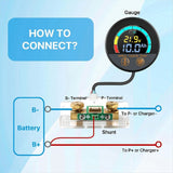 Waterproof IP67 Battery Tester 10-100V with 100A Shunt Energy Saving Capacity Monitor /SoC/Ah for V1370-AZ4-07674