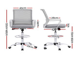 Artiss Office Chair Drafting Chairs Stool Computer Desk Studios Mesh White OCHAIR-K-DRAF-GYWH