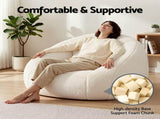 Artiss Single Small Boneless Couch Comfy Bean Bag for Living Room Faux Fur White SBED-M-FA-1S-BG