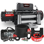 X-BULL 4WD Recovery Kit Kinetic Recovery Rope With 12000LBS Electric Winch 12V Winch 4WD 4X4 Offroad V211-AUEB-XBEW005XBRK013