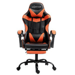 Artiss Gaming Office Chair Executive Computer Leather Chairs Footrest Orange OCHAIR-G-R4775-FT-BK-OR