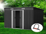Giantz Garden Shed 2.38x1.31M Sheds Outdoor Storage Tool Metal Workshop Shelter Sliding Door SHED-FLAT-4X8-ABC