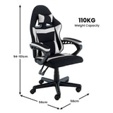 Sarantino Antre Kids Study Gaming Chair Black White Computer Seat Adjustable Height Ergonomic S CH-MLM-691-BKWH