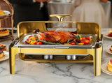Roll Top Chafing Dish Buffet Complete Set, 9Qt Stainless Steel Chafer with Full Size Pan, Rectangle V952-ZFXQFGK1JTJSEAIBSV0