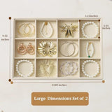 Large Velvet Jewelry Tray Display Drawer Inserts 2 Pack Stackable Jewelry Organizer for Earring V1107-107-40312-BLK-12GRIDS