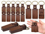 50PCS Wooden Keychain Blanks Rectangle Wood Keychain Blanks with Leather Strap Engraving Blanks Key V1366-AZ2-W-15720