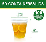 50 Set 32 oz Deli Containers with Lids, Leak-Proof BPA Free Plastic Take Out Bowls, Food Storage for V1259-DP01-A-4752