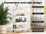 Artiss Storage Trolley Kitchen Cart 4 Tiers White STR-B-4T-100-WH