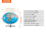 Rotating World Globe with Stand, 330.2 mm, Educational Geographic Globe with Precise Time Zone ABS V952-DQYJJLBFG13Y9FFDEV0