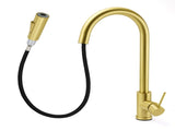 WELS Brushed Gold Pull Out Kitchen Sink Tap Basin Mixer Faucet 2 Modes Spout Set V1233-KRD519BG
