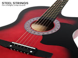 Karrera 38in Pro Cutaway Acoustic Guitar with Carry Bag - Red Burst CC38-PRO-SRD
