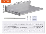 21.8 x 40.6 cm Stainless Steel Shelf, Wall Mounted Floating Shelving with Backsplash, 20 kg Load V952-BGSCTTLL86162MWQSV0