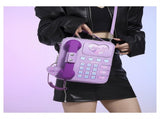 Purple Sweet Girl Creative Crossbody Bag with Telephone Design, PU Material, Lightweight and Unique V888-ELOSUNG17036