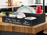 Farmhouse Rustic Wooden Plate Cup Napkin Dispenser Box Paper Organizer Portable Picnic for Cups V1192-AZ-W-22783