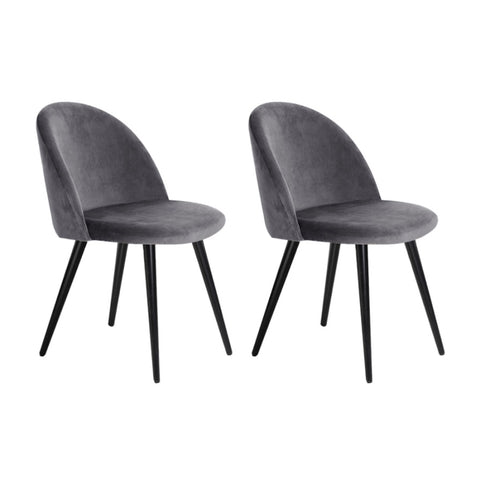 Artiss Dining Chairs Set of 2 Velvet Solid Curved Dark Grey MO-DIN-02-VEL-BKX2