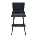 Crosley Voyager Bluetooth Portable Turntable Entertainment Stand Bundle - Navy V398-CRIW8017BST-NY4