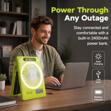 2-in-1 Solar Fan & LED Light - 2400mAh Power Bank, Type-C Solar Charging Foldable Portable Lantern V1107-736-95657