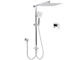 Chrome Square 10" Twin Shower Head Handheld Sliding Rail Set Wall Inlet Elbow With Mixer V1233-HS002M4CSC842KSS110KSQ201CR