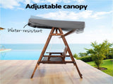 Gardeon Wooden Swing Chair Garden Bench Canopy 3 Seater Outdoor Furniture ODF-GSC-W3S-CC-ABC