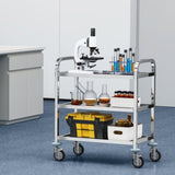 VEVOR Stainless Steel Cart, 3 Layers Lab Utility Cart 181 kg Weight Capacity, Medical Cart with V952-SYSSTCFB20134R3PNV0