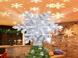 Christmas Tree Lighted with Built-in Led Rotating Snowflake Projector Lights, Hollowed Tree V1192-AZ-W-3001