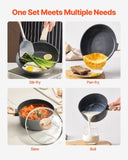 VEVOR 17 Piece Pots and Pans Set Granite Nonstick Kitchen Cookware Black V952-LGTZLGTFLTCYRQCBTV0
