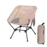 Khaki Lightweight Portable Camping Chair - Adjustable Height Folding Moon Chair with Breathable Mesh V888-ELOSUNG32606