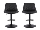Artiss 2x Bar Stools Kitchen Swivel Gas Lift Counter Chair Diamond Leather Black BA-K-799G-BKX2