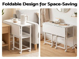 Artiss Foldable Computer Desk Mobile Study Table Workstation White 80cm MET-DESK-26138-WH